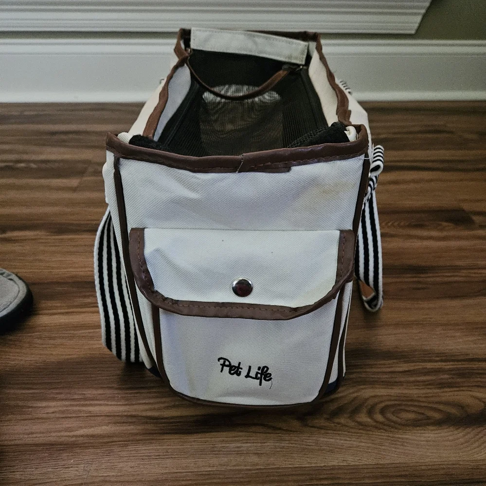 Pet Life White and Brown Dog Carrier for Travel